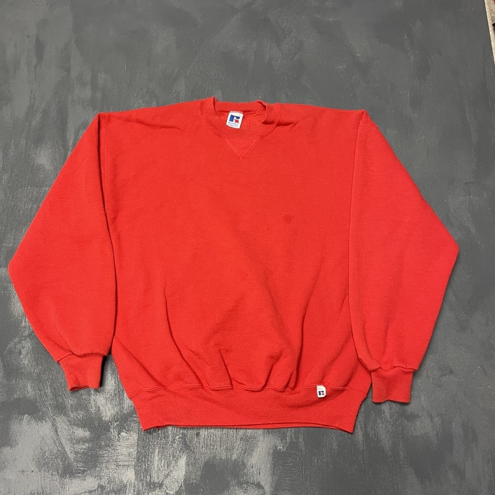 Vintage Russell Athletic blank sweatshirt mens XL Red 1990s USA